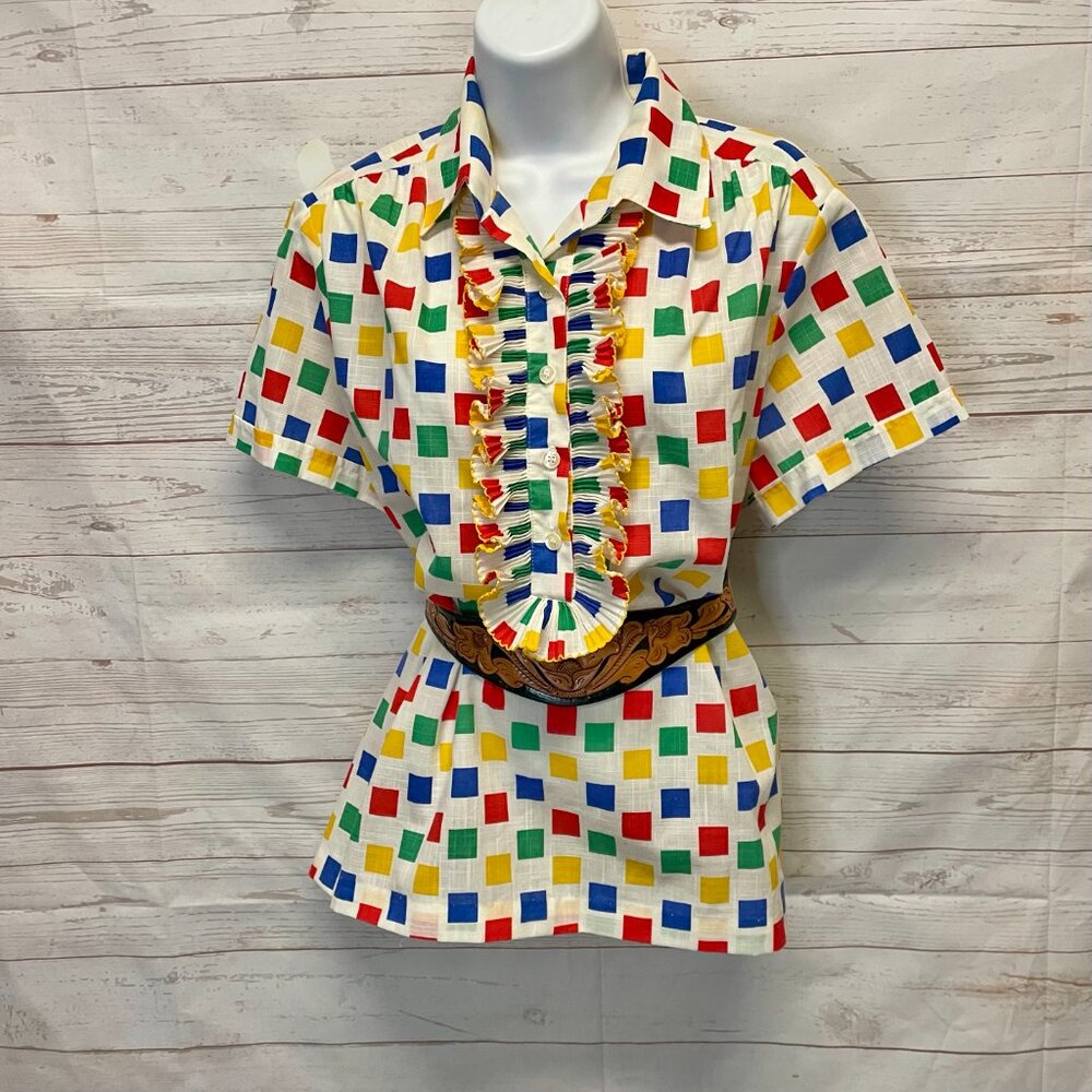 Vintage Lee Mar geometric style blouse